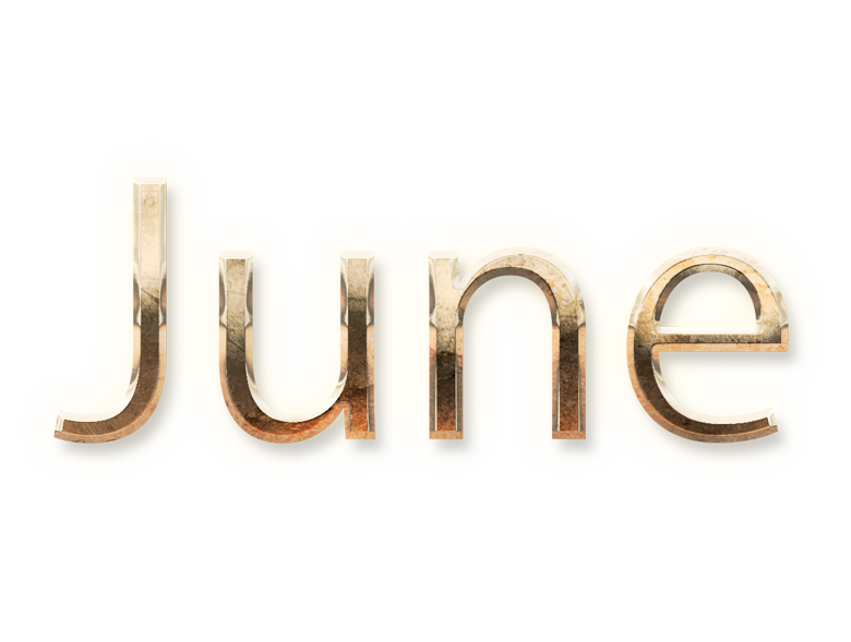 JUNE month name word JUNE gold text typography PNG images free